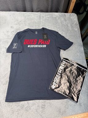 NWT 1st phorm Navy 30 for the kids tee dues paid men’s Graphic Tee medium